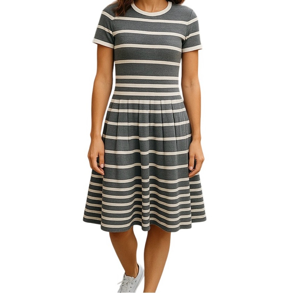 🛍️ 3/$25 EUC GABBY SKYE Fit & Flare Knit Striped Dress Size Small (S)